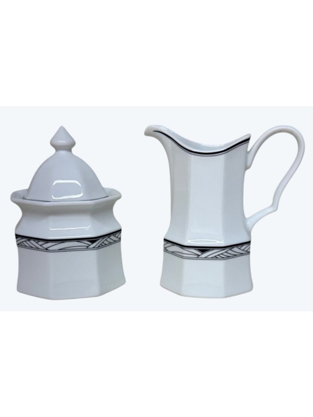 Studio Nova Black & White Synthesis Y0031 Creamer and Sugar Set